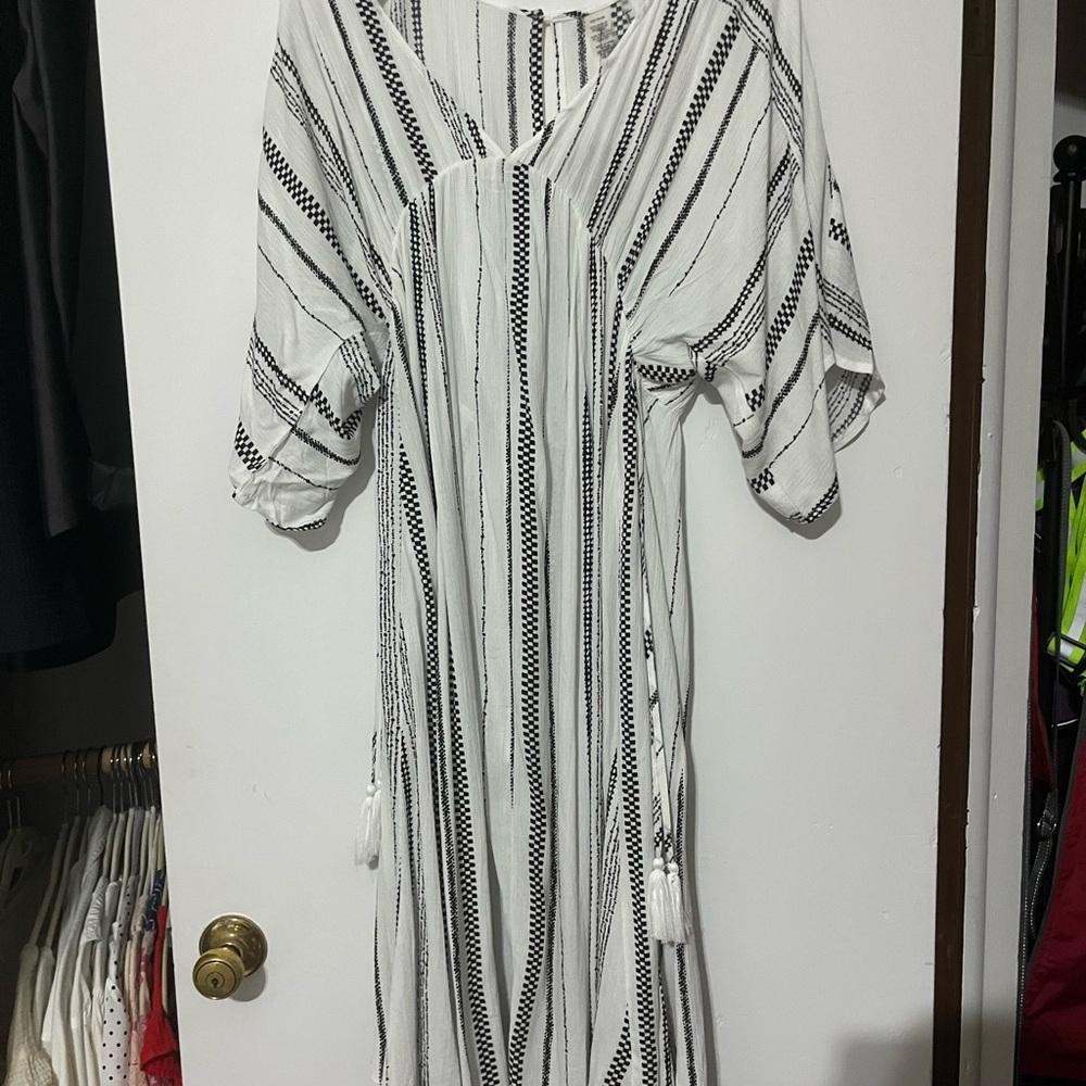 White and Black Striped Dress